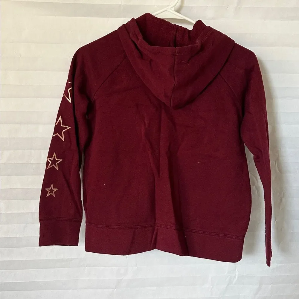 Old Navy Girls Maroon Hoodie Gold Star Graphic – Size Large